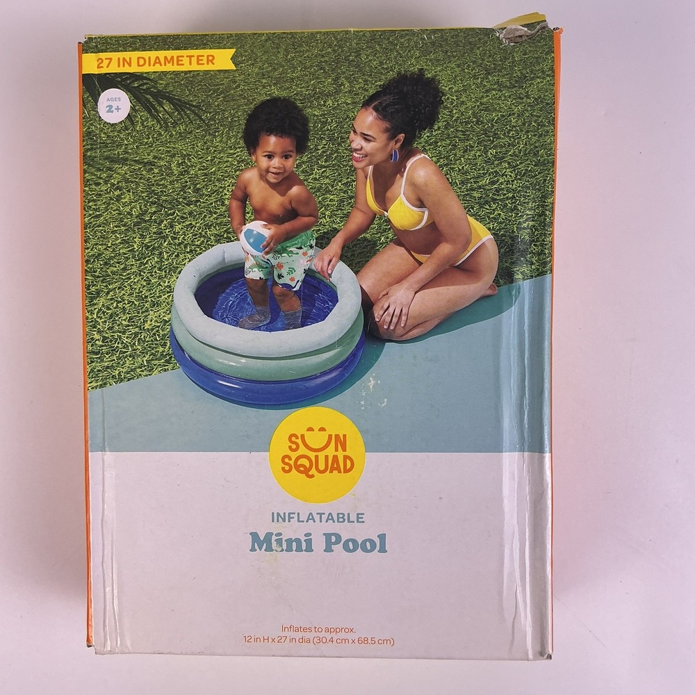 Sun‎ Squad Inflatable Mini Pool 27" Diameter Toddler Splash Backyard Water Fun